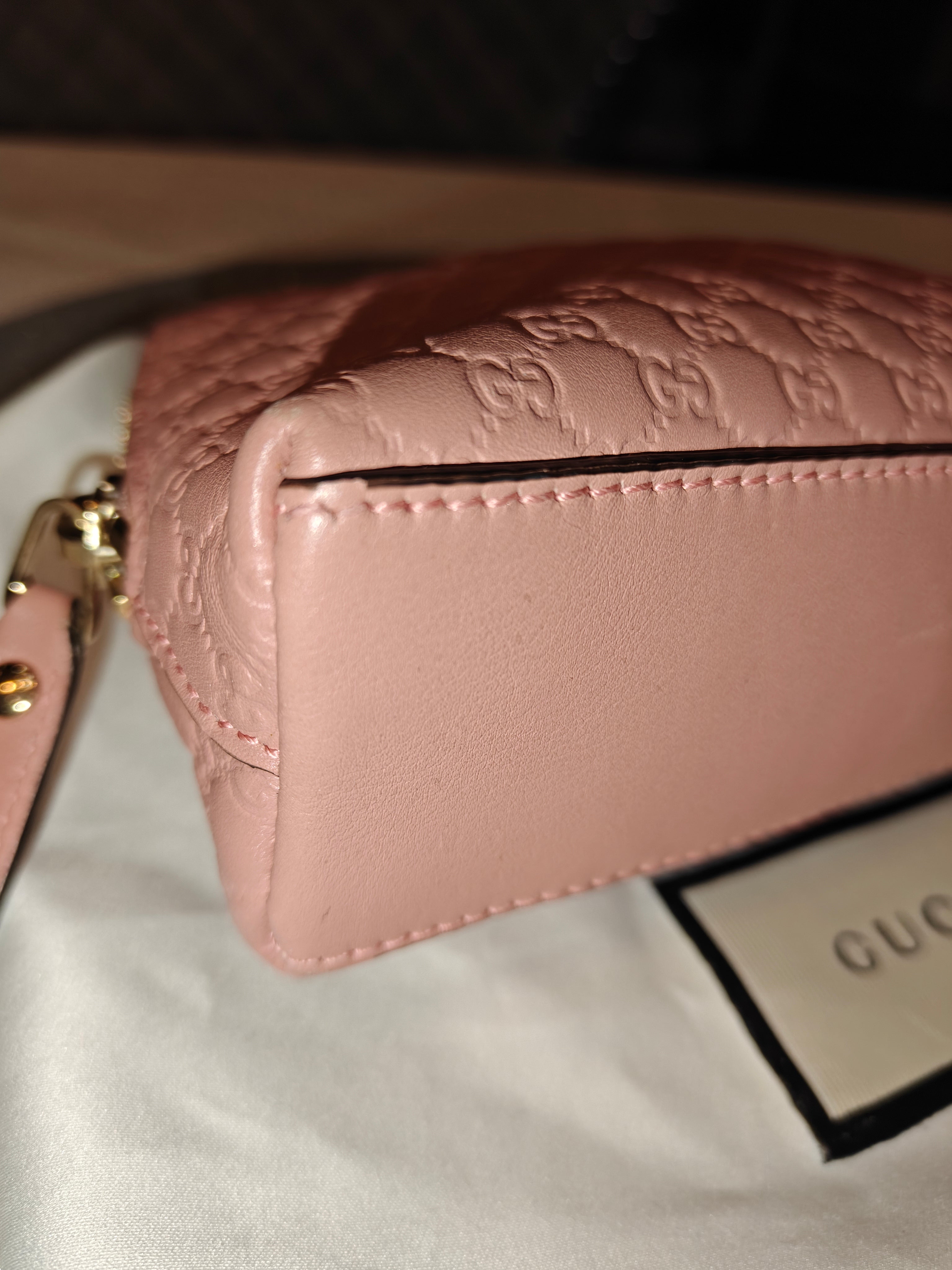 Gucci Leather GG zippered cosmetic Pouch