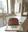 Gucci Leather GG zippered cosmetic Pouch