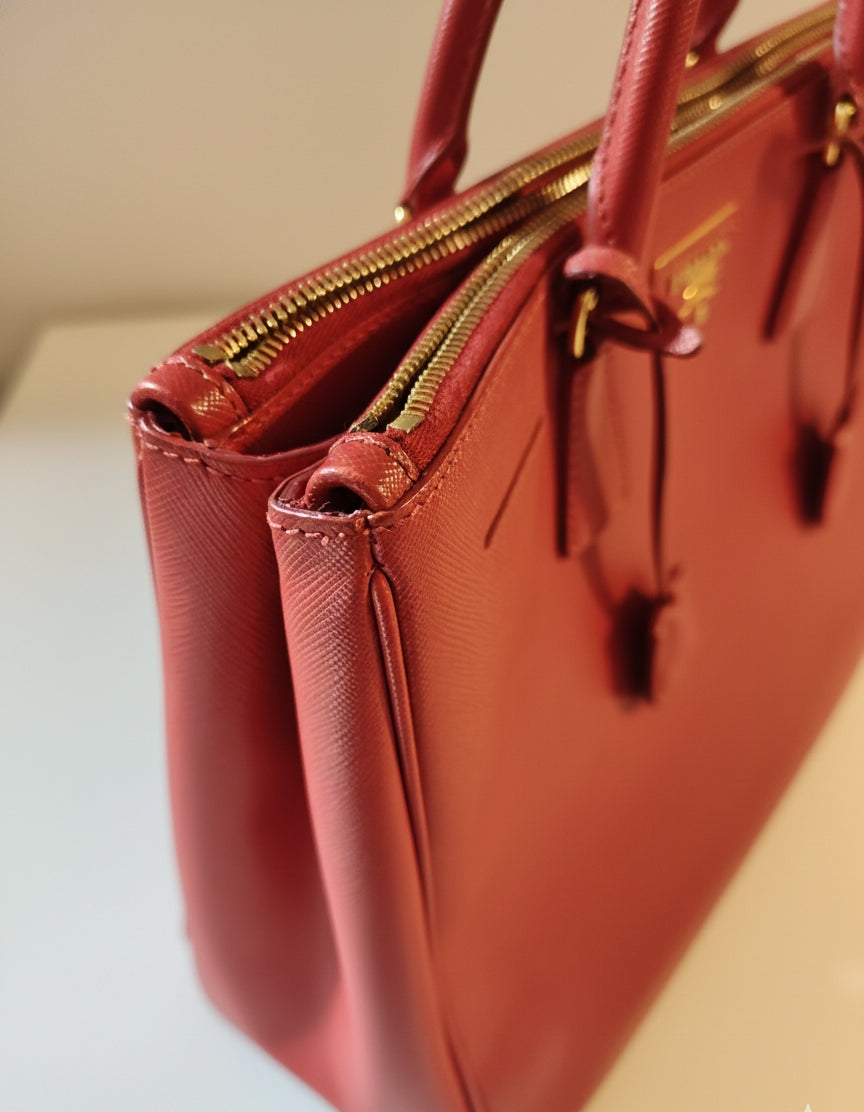 Prada Galleria Large Lux Saffiano Leather Bag Red