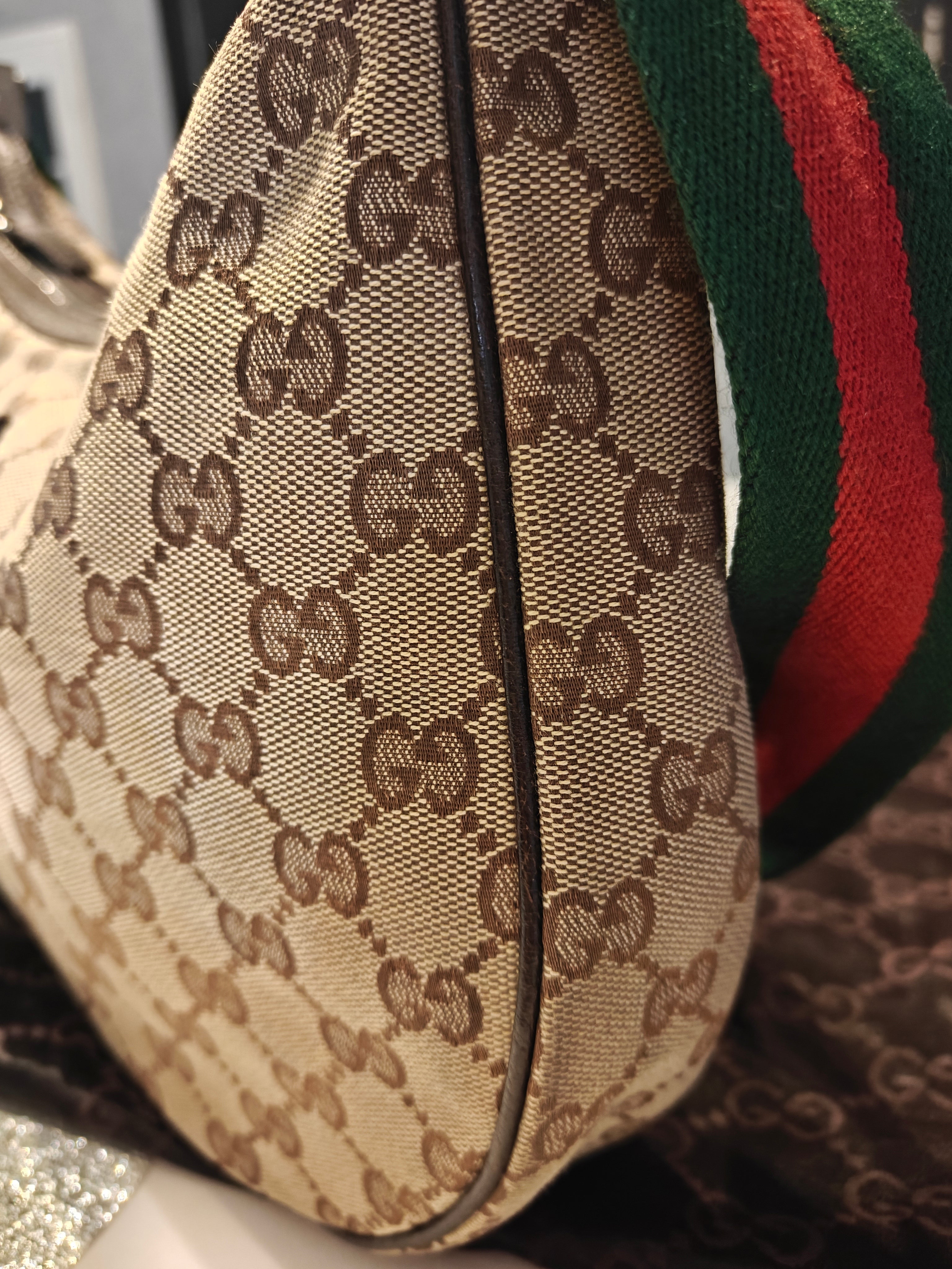 Gucci GG Canvas Web Halfmoon Crossbody bag