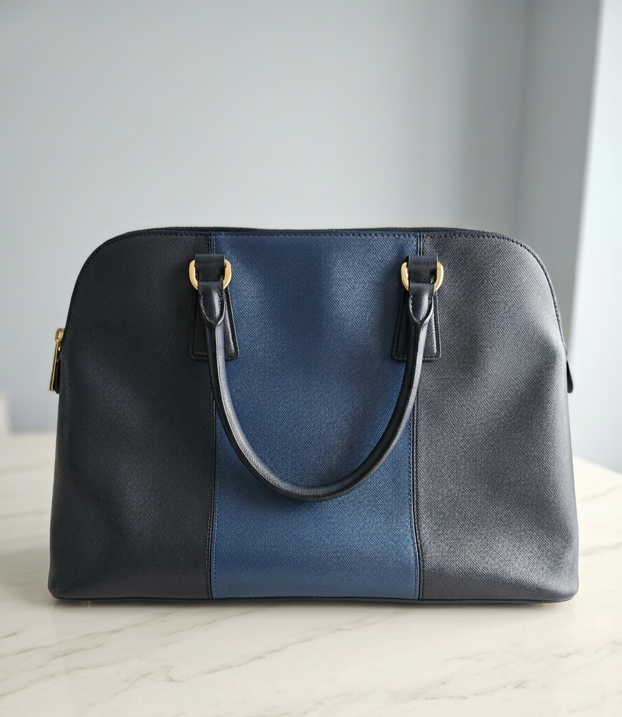 Prada Promenade Saffiano Leather Bag Blue