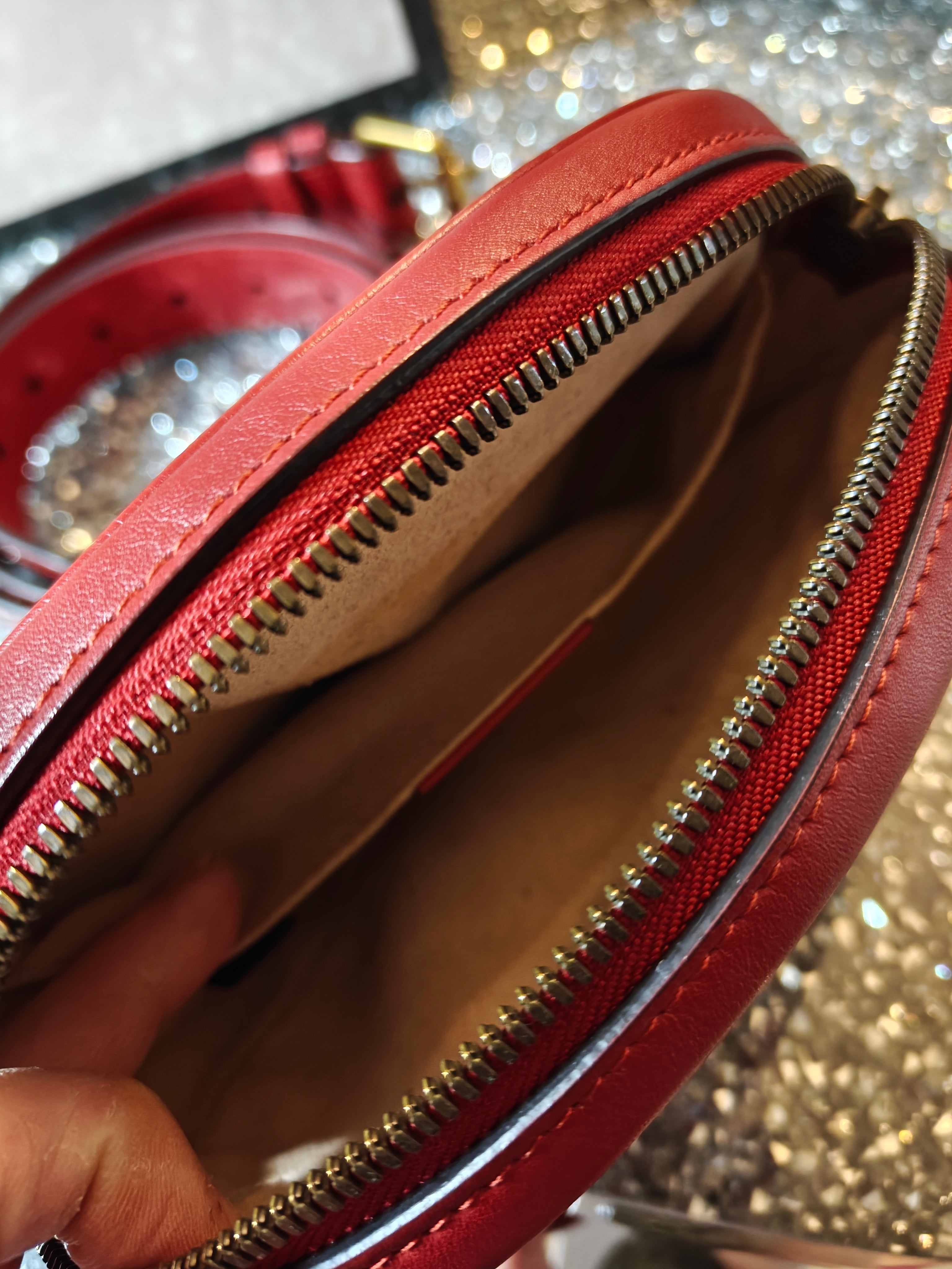 Gucci GG Marmont Oval Red leather Bag
