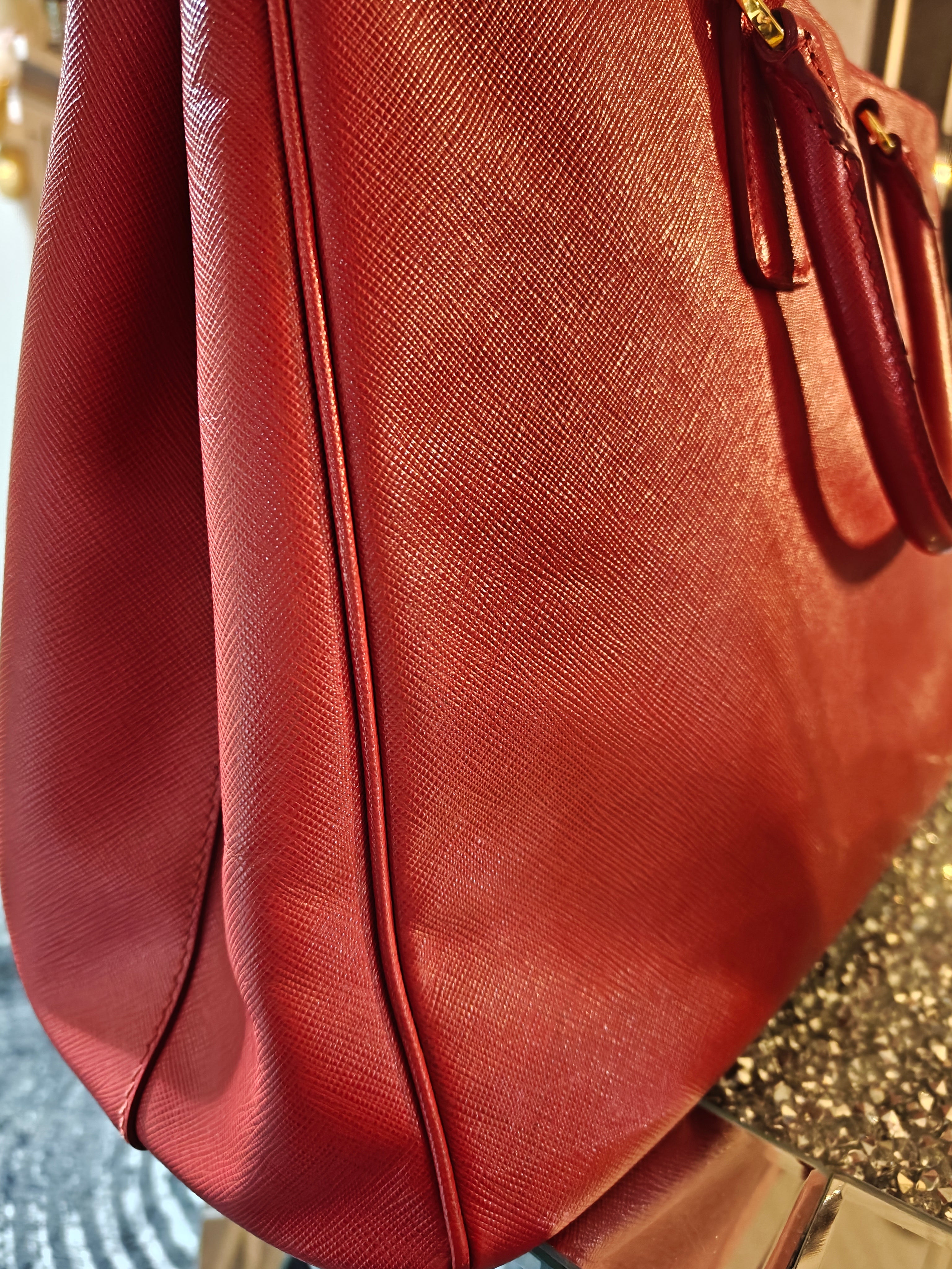 Prada Galleria Large Lux Saffiano Leather Bag Red