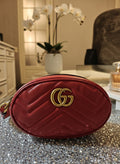 Gucci GG Marmont Oval Red leather Bag
