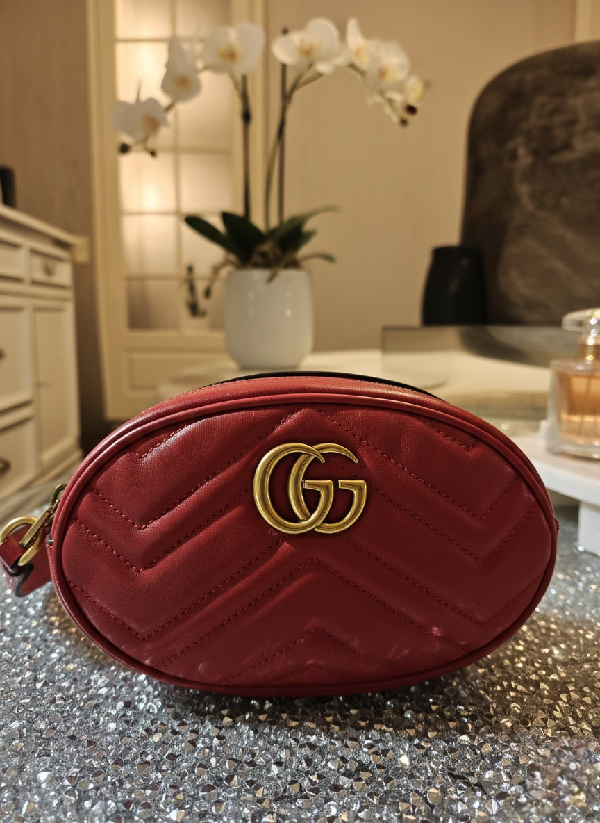 Gucci GG Marmont Oval Red leather Bag