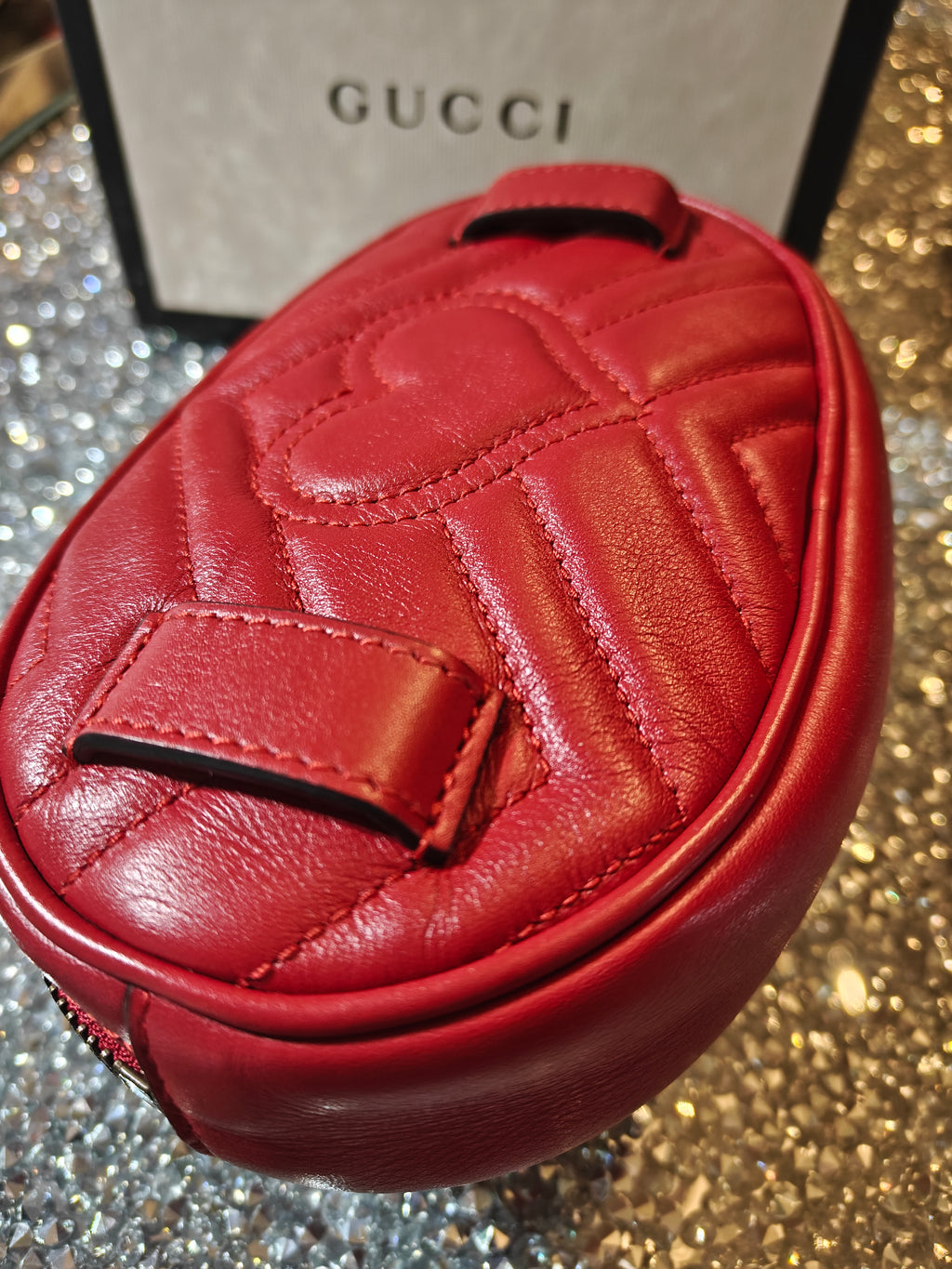 Gucci GG Marmont Oval Red leather Bag