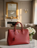 Prada Galleria Large Lux Saffiano Leather Bag Red