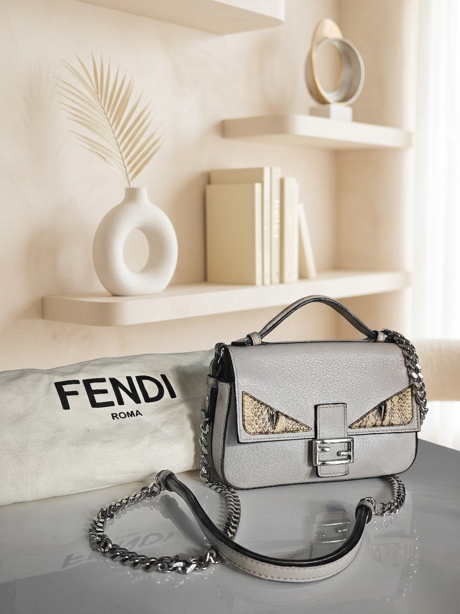 Fendi Baguette Monster Leather Crossbody Bag